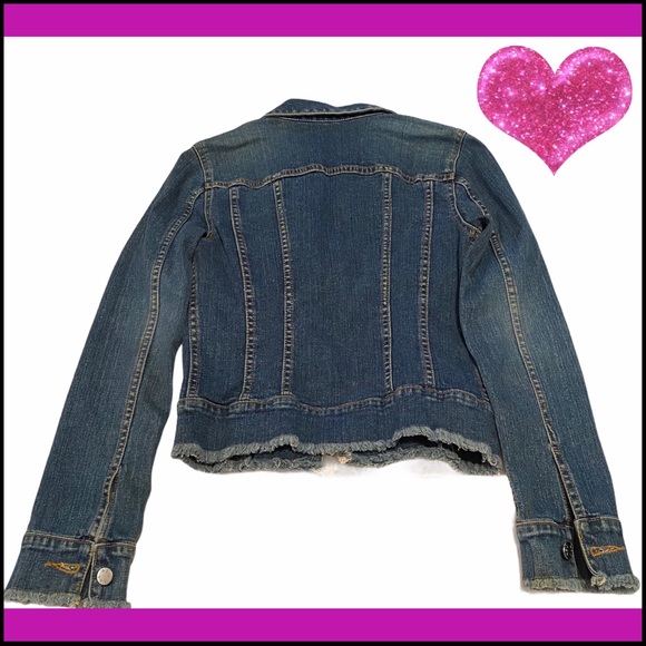 ABS BLING BEDAZZLED JEAN JACKET WORN ONCE Sz P - Picture 3 of 8